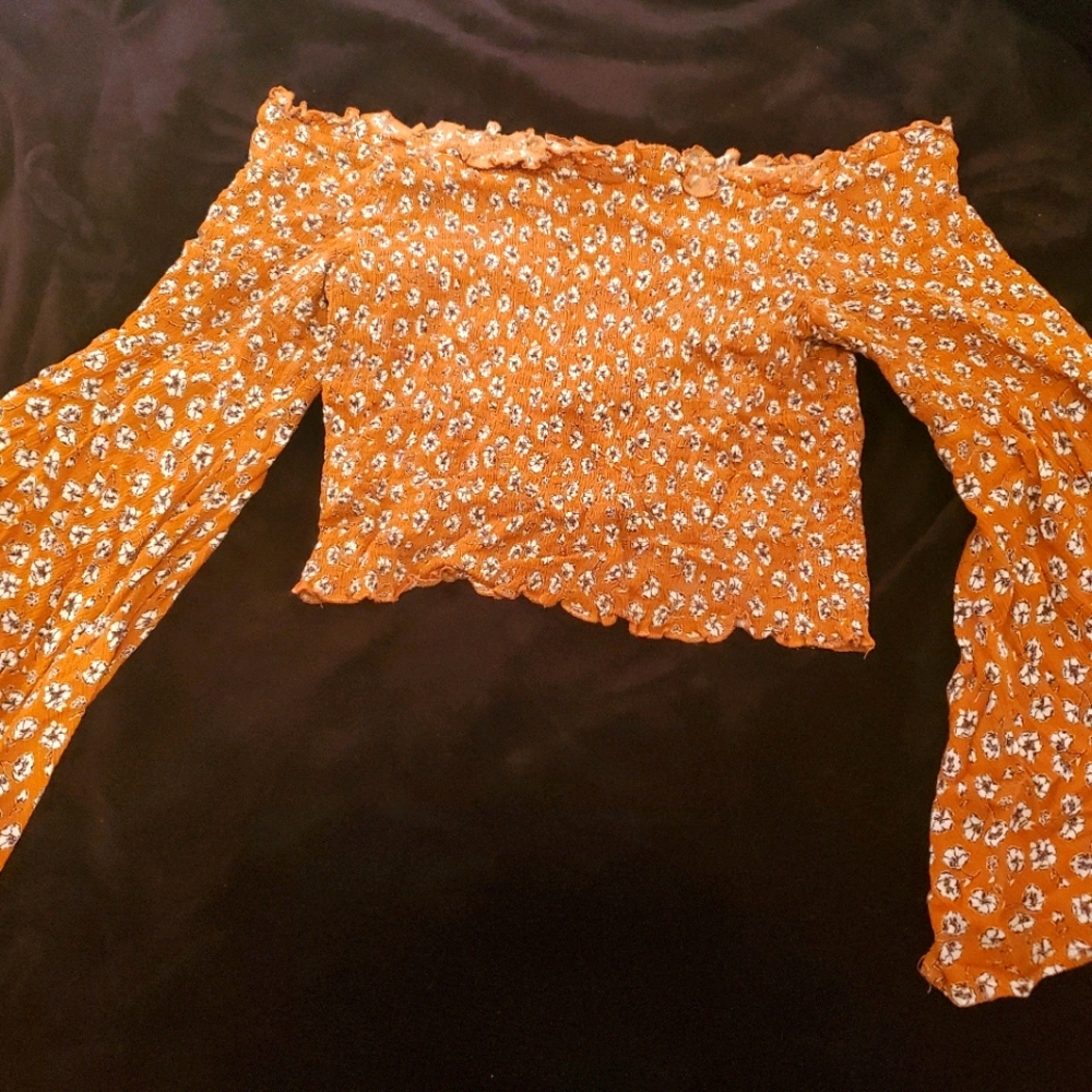 Forever 21 long flounce sleeve crop top